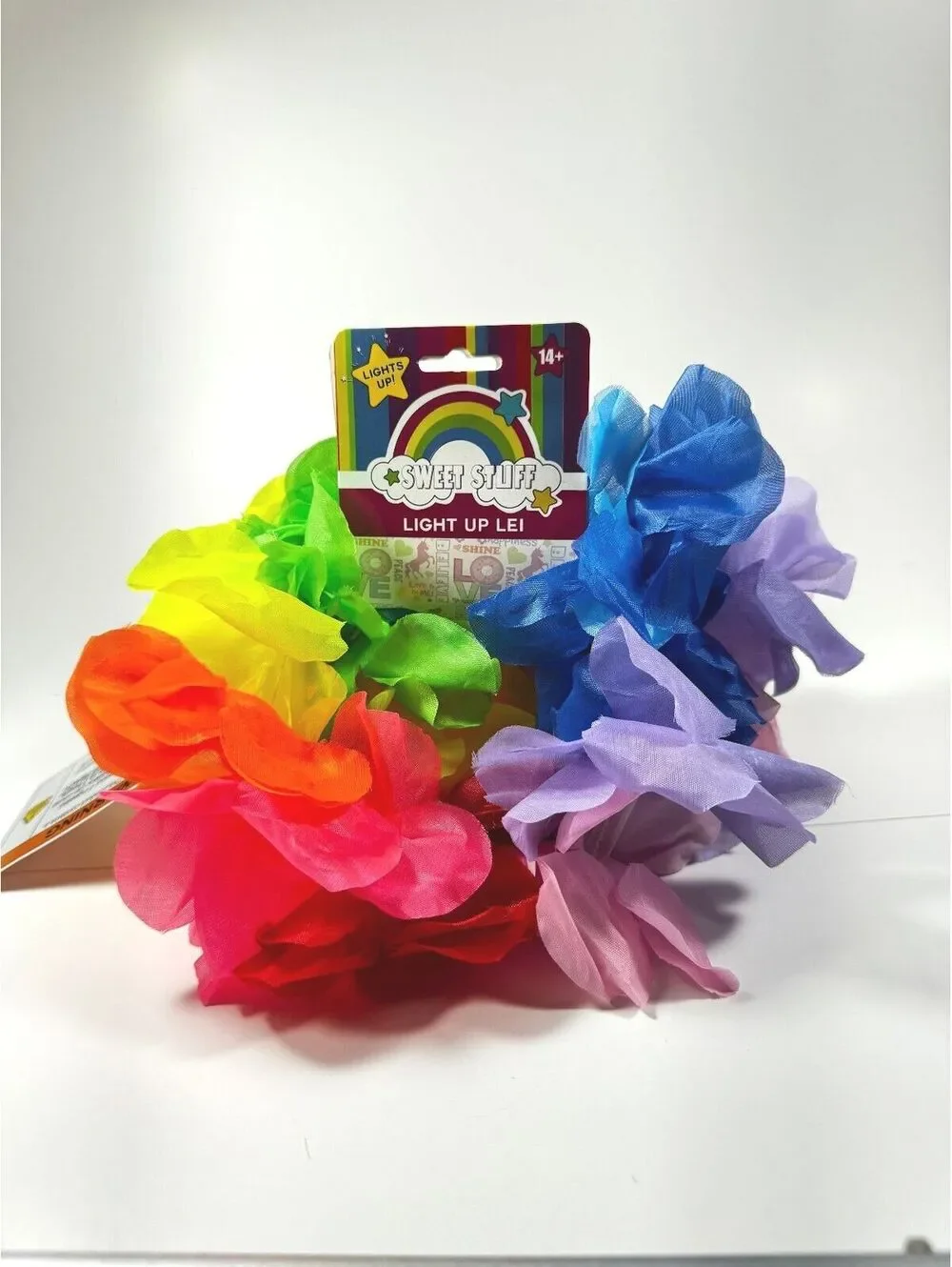 Sunshine Novelty Light Up Lei Rainbow Fabric Flowers with Lights
